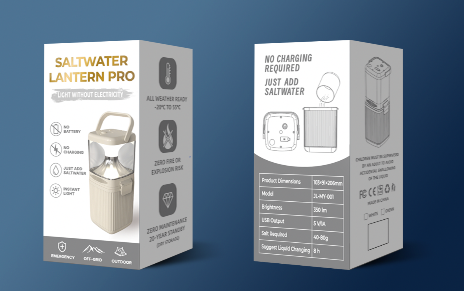 PREP Saltwater Lantern Pro (JL-MY-001) – 350 Lumens Emergency Power Hub